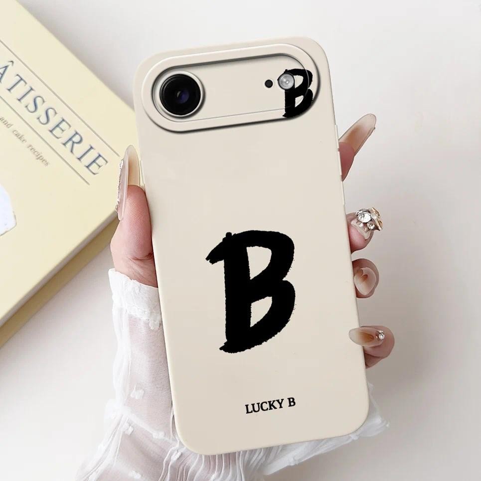 Ốp lưng silicon mềm họa tiết chữ cái ban đầu cho iPhone Air 17 Slim, mã A3517 A3260