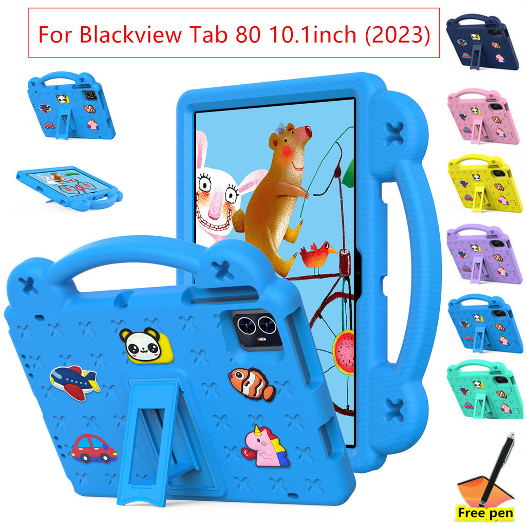 Ốp Lưng Cho Blackview Tab 80 10.1inch 2023 Máy Tính Bảng Thân Thiện Tay Cầm Đứng Bọt An Toàn Vỏ Trẻ Em An Toàn Trẻ Em Vỏ Chống Sốc