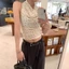 Milyfashion Chấm Bi Không Tay Dây Cổ Xoay Dây Đeo Cổ Mùa Hè Ren Khâu Dây Gợi Cảm Mỏng Hơn Nhìn Ngắn Top Y2K