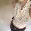 Milyfashion Chấm Bi Không Tay Dây Cổ Xoay Dây Đeo Cổ Mùa Hè Ren Khâu Dây Gợi Cảm Mỏng Hơn Nhìn Ngắn Top Y2K