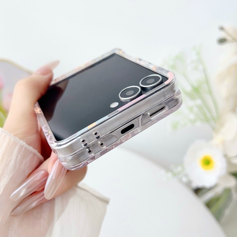 Thích Hợp Cho Samsung Galaxy ZFlip7 5G Đường Trong Suốt Hoa Tươi Và Tinh Tế Vỏ Điện Thoại ZFlip5 Zflip6 Dây Gấp Vỏ Cho zflip4 N3Flip MixFlip 2 Vỏ Bảo Vệ Cứng