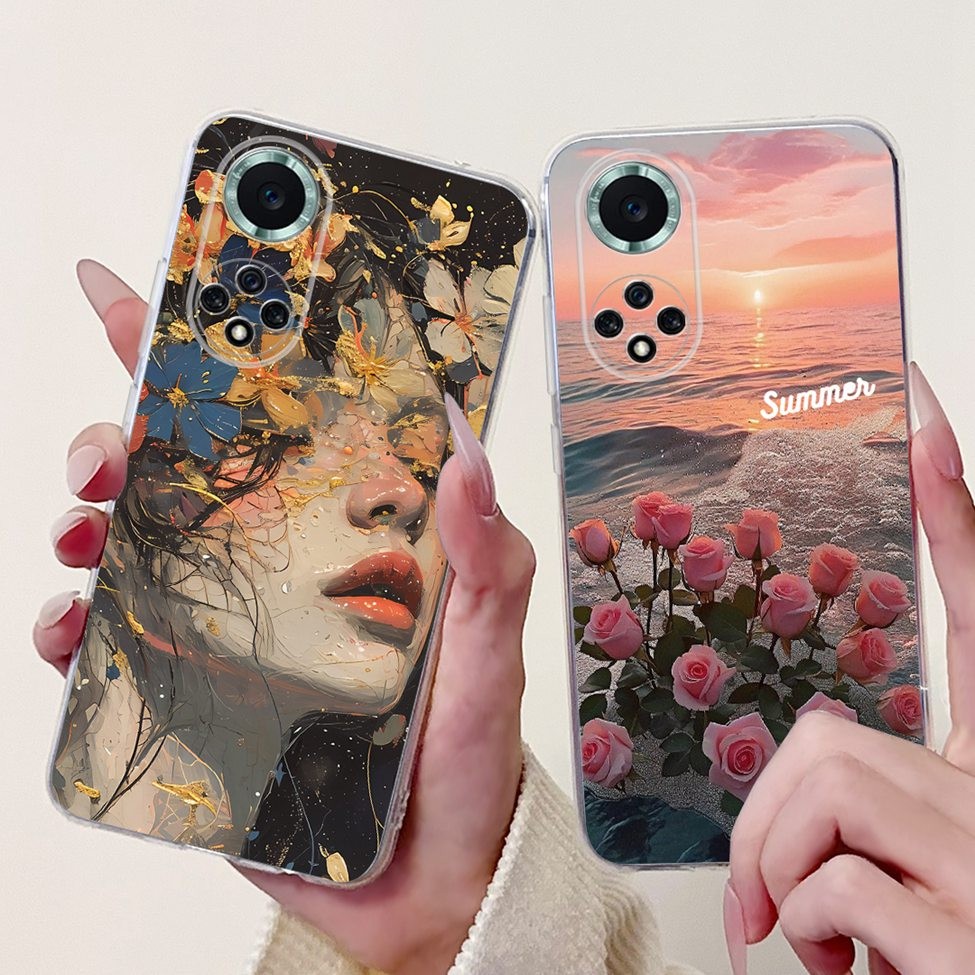 Trong Suốt Cho Huawei Nova9 NAM-AL00 NAM-LX9 Ốp Lưng Huawei Nova 9 Silicon Thời Trang Hoa Sang Trọng Dễ Thương Ngộ nghĩnh Mèo Sơn Mềm Ốp Lưng