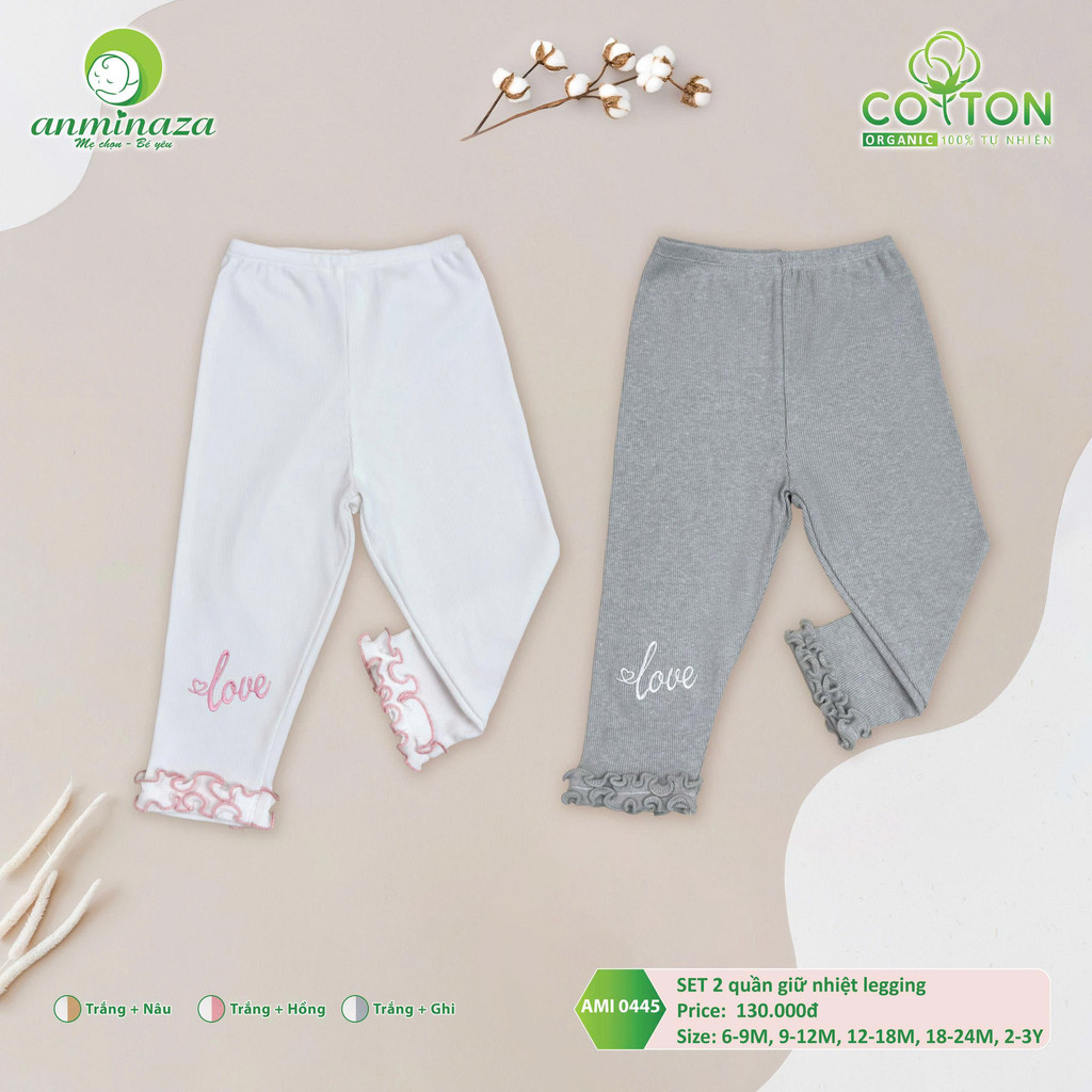 Set 2 Quần Giữ Nhiệt Bé Gái Mỏng Mặc Lót Bên Trong Ấm Áp - Hàng Chính Hãng AMI0445