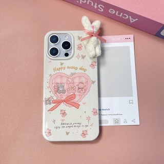 Ốp Điện Thoại Dễ Thương + Chú Thỏ Lông Tơ Cho IPhone 11 16 15 14 13 12 Pro Xs Max XR X 7 8 Plus Ins Hàn Quốc Vỏ Bling Lấp Lánh Siêu Mỏng Ốp Lưng TPU Mềm Ốp Lưng Bảo Vệ Chống Sốc