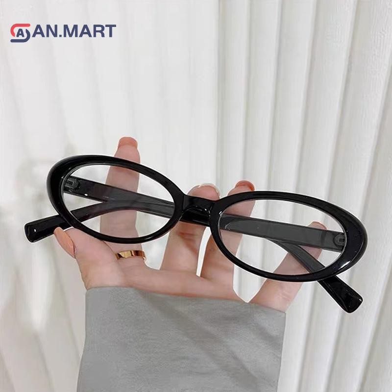 Bigdealssuper Y2K Retro Khung Hình Bầu Dục Chống Ánh Sáng Xanh Kính Ngọt Ngào Mát Bé Gái Kính Đen Vintage Đơn Giản Nữ Bảo Vệ Mắt Kính Siêu