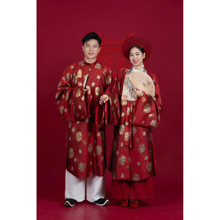 Cặp Áo Cưới Nhật Bình Cưới, Áo Nhật Bình  Chất Liệu Vải Gấm Thượng Hạng ,Việt Phục Cổ Trang Giao Thuỷ