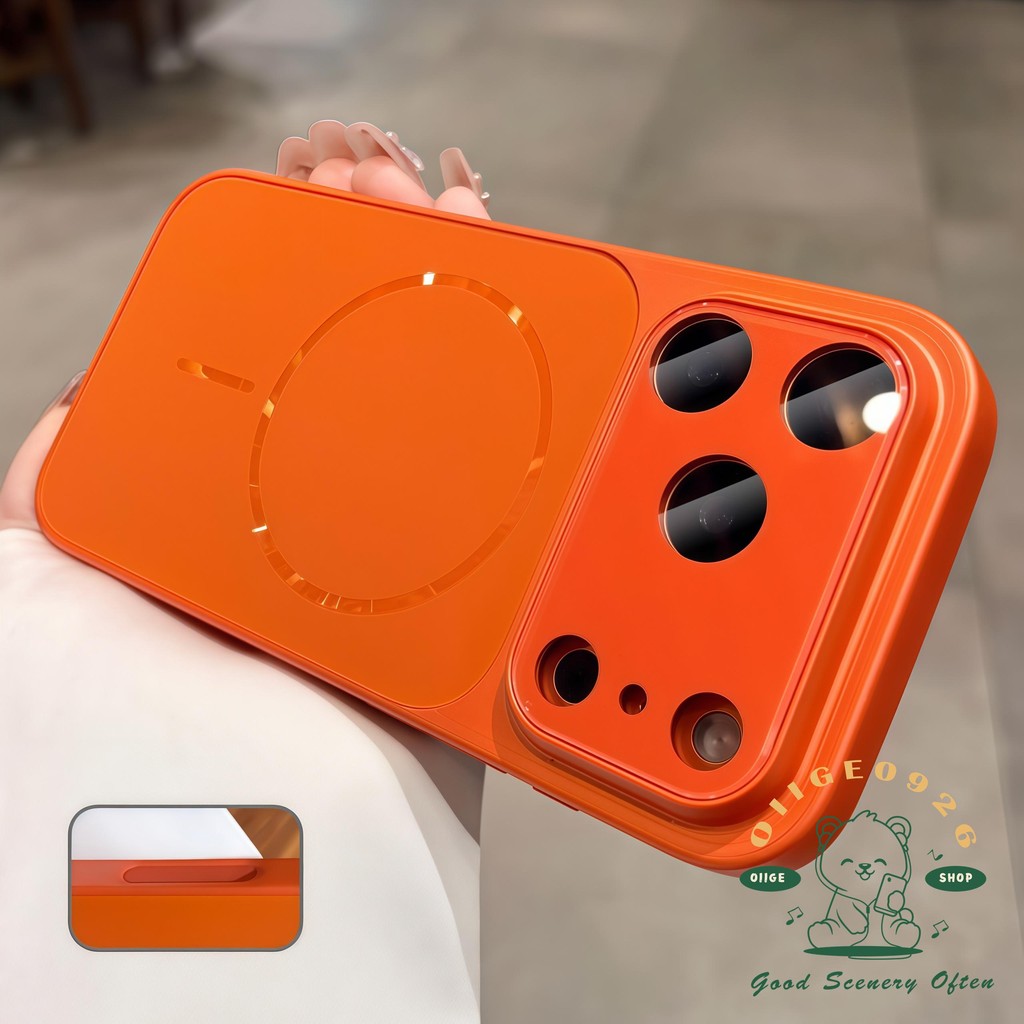 【 Ốp lưng iPhone17 】 Vỏ điện thoại từ tính mờ dạng lỏng màu cam iphone17 Pro Max 16 15 14 13 cho vỏ iPhone Vỏ mềm silicon TPU chống sốc