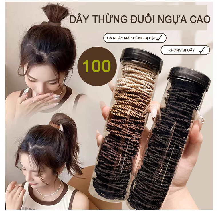 M6 Set 100 Dây Buộc Tóc Gao Su Go Giãn Thời Trang Hàn Quốc MALAN