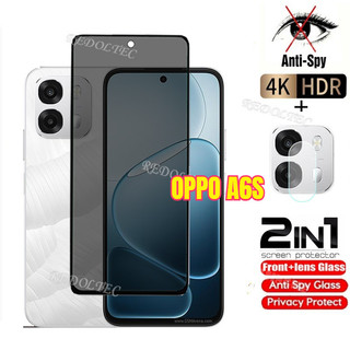 OPPO A6S 5G 4G Kính Cường Lực Riêng Chống Gián Điệp Full Cover Bảo Vệ Màn Hình Keo Chống Peek 2in1 Phim Riêng Tư + Bảo Vệ Ống Kính OPPOA6S
