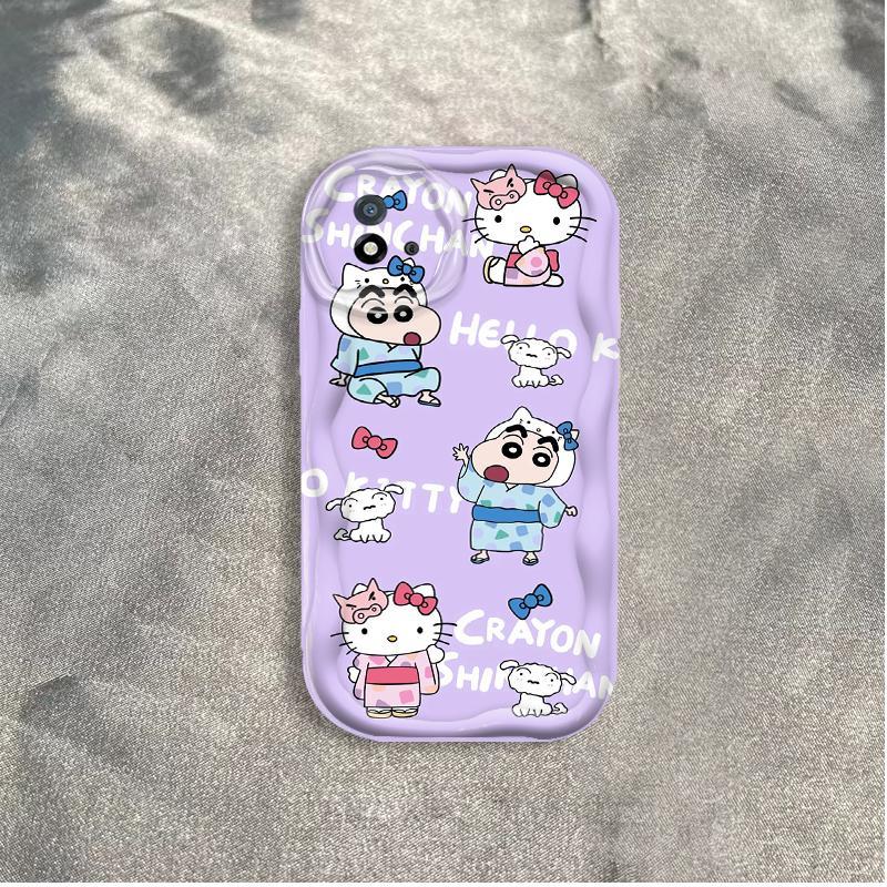 Ốp Silicon Hoạt Hình Cho Realme C20 C20A C11 2021 3D Bé Gái Vỏ Điện Thoại Mềm TPU Kitty Crayon Shin-chan Sinh Viên Ốp Lưng Chống Sốc