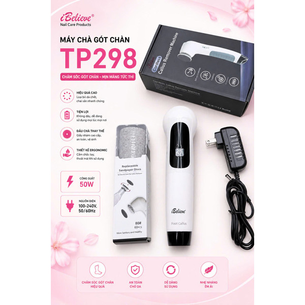 Máy chà gót chân Ibelieve TP298 - Cordless Callus Remover Machine (Foot Drill)