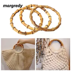 Tay cầm túi tre MARGREDY, Tay cầm ví tre tròn bằng tre, Phụ kiện túi xách có thể tháo rời thủ công Túi xách