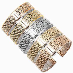 Dây đeo bằng thép không gỉ 00985|Dây đeo liền chín hạt nguyên khối bằng thép không gỉ|Thích hợp cho phong cách Jialan|13mm|18mm|20mm|22mm|Dày 3mm|Vòng tay nữ phong cách mỏng