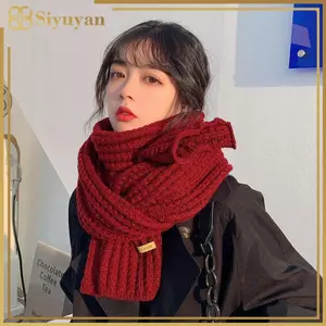Siyuyan Khăn quàng cổ Hàn Quốc dành cho nữ Mùa thu đông Khăn quàng cổ dệt kim nhiệt thiên tính Khăn Unisex Khăn quàng cổ dài Ấm hơn Quà tặng VN