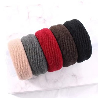 Dây Cao Su Dày Đuôi Ngựa Bóng Đầu Dây Buộc Tóc Độ Đàn Hồi Cao Liền Mạch Vòng Tóc Chăm Sóc Tóc Vải Dệt Kim Chống Mài Mòn Dây Đeo Đầu Màu Đen GZKD