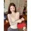 Áo thun dài tay cổ chữ V cổ chữ V Pure Desire Style Hot Girl dành cho nữ ren cao cấp Slim-