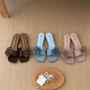 TT Hoa Trang Trí Flip-Flops Nữ Mùa Hè Nêm Gót Mở Mũi Dép Dép Sang Trọng Phù Hợp Với Váy Dép
