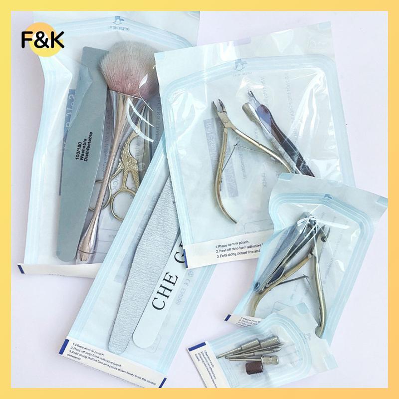 F & K 100 Chiếc Túi Khử Trùng Tự Dán Túi 4 Kích Thước Dùng Một Lần Nail Art Hình Xăm Phụ Kiện Khử Trùng Dụng Cụ Làm Móng Tay Túi Bảo Quản.