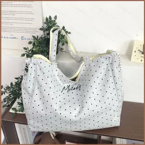 SQ11 Túi đeo vai có thể đảo ngược chấm bi phong cách Hàn Quốc Túi Tote đi lại đa năng dung tích lớn