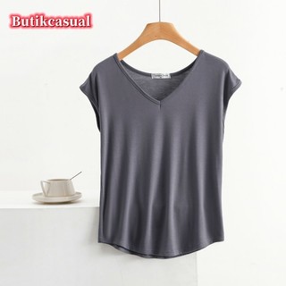 Áo cotton nữ modal mùa hè 2024 không dây trơn dáng rộng cổ tròn thời trang giản dị M-2XL
