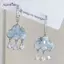 AqToCna 1 Đôi Bông Tai Đám Mây Dễ Thương Pha Lê Xanh Mưa Mây Thả Bông Tai Thẩm Mỹ Kawaii Zircon Tai Bule Bông Tai Năm Mới Món Quà Trang Sức AqToCna