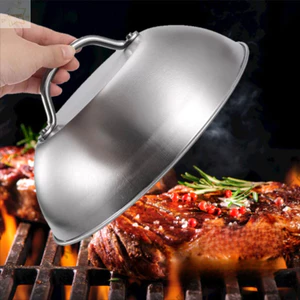 Vỏ nắp nồi bít tết AWNGD, Vỏ chổi lò nướng bằng thép không gỉ 6 / 9 inch, Dụng cụ nướng thịt bền có tay cầm Vòm tròn Phô mai Khu dã ngoại mái vòm nóng chảy