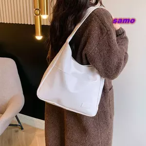 Túi đeo vai SAMO, Túi Hobo nữ mềm màu trơn, Túi xách mua sắm bằng da PU dung tích lớn thông thường dành cho công việc đi học