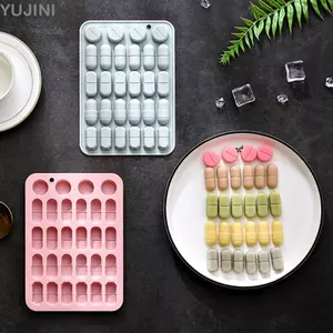 Khuôn hình viên nang YUJUNI, Khuôn thuốc thiết kế 28 khoang linh hoạt, Khuôn sô cô la có thể tái sử dụng bằng silicon để làm kẹo thủ công sô cô la