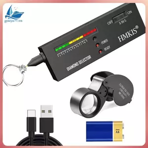 Máy kiểm tra + Máy trang sức LED 40X Loupe, - dành cho người mới biết, Máy đo độ dẫn nhiệt (Không thể sạc lại)