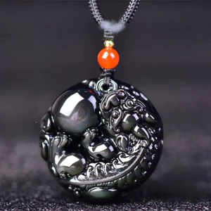 Mặt dây chuyền vòng cổ Obsidian Pixiu thời trang tinh tế