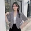 Houndstooth Tay Ngắn Phù Hợp Với Áo Khoác Nữ Mỏng Phong Cách Sang Trọng Nhỏ Phù Hợp Với Cardigan Top Pháp Ngắn Phong Cách 6.23