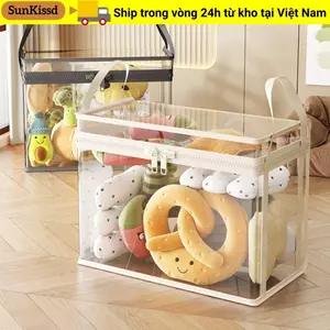 Túi đựng búp bê SUNKISSD, có tay cầm có dây kéo Hộp sắp xếp có thể nhìn thấy trong suốt, Quần áo lưu trữ có thể xếp chồng lên nhau chống bụi di động