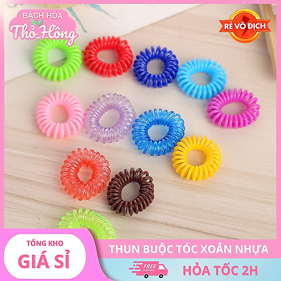 10 Thun Buộc Tóc Xoắn Nhựa Trong
