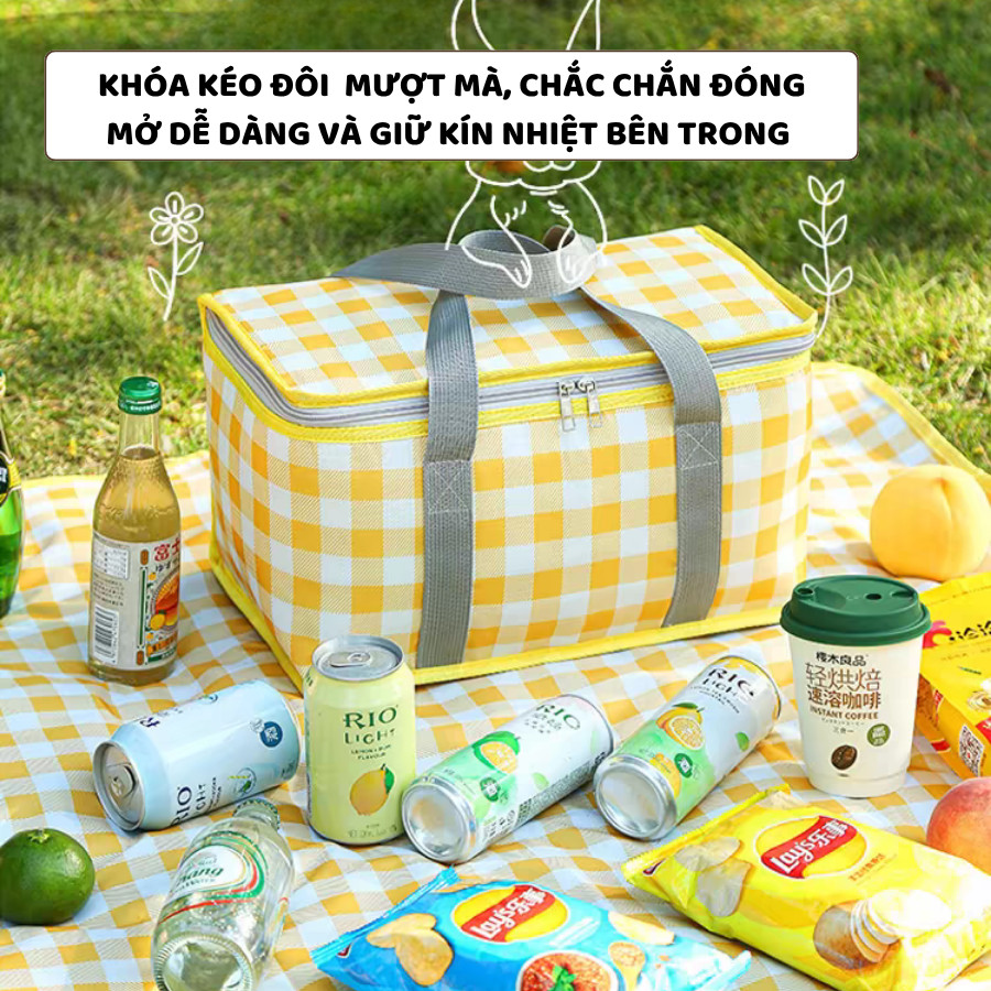 Túi Giữ Nhiệt Dã Ngoại ENODA HOME, Túi Đựng Đồ Ăn Picnic Quai Xách Chắc Chắn Dung Tích Lớn TUICOM013