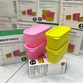 Bộ hộp bảo quản thực phẩm Cubix Mini Rectangular 250ml (4), nhựa nguyên sinh, an toàn tiếp xúc với thực phẩm