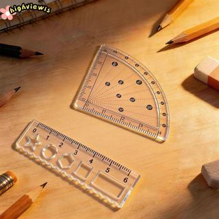HIGHVIEWLS 1 Thước Mini, Thước Thẳng Bỏ Túi Trong Suốt, Dụng Cụ Đo Vẽ Đa Năng Với Wave Line Protractor Học Sinh