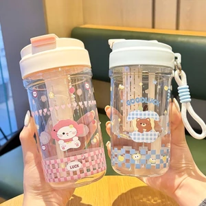 Cốc nước ống hút nhựa hoạt hình có giá trị cao cho nữ văn phòng Cốc cà phê dung tích lớn Cốc tiện dụng có tách trà EQ9X