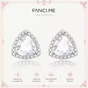 Bông tai bạc thiết yếu hình tam giác Leroy FANCIME màu trắng CZ
