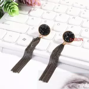 DARON Ear Studs Sáng tạo thanh lịch Phụ kiện tiệc tròn dài Trang sức pha lê