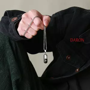 DARON Pill Vòng Cổ Nam Nước Hoa Mới Giữ Tro Lọ Giữ Đồ Tưởng Niệm Trang Sức Khắc Chữ Thập