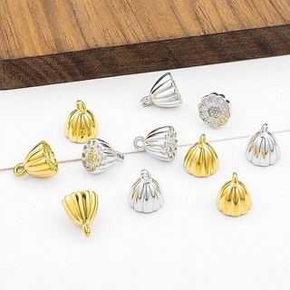 Mặt dây chuyền hạt sen bằng thép không gỉ Phụ kiện trang sức DIY 18k Lucky Lotus Charms