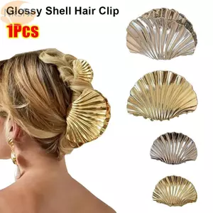 NKSFX 1 Cái Kẹp Cá Mập Vỏ Không Đều, Kẹp Móng Vuốt Tóc Kim Loại Bóng, Punk Barrettes Kẹp Tóc Phụ Kiện Tóc
