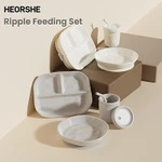 Bộ cho bé ăn bằng silicon HEORSHE – Đĩa chia, Bát hút, Cốc & Ống hút | Không chứa BPA, an toàn cấp thực phẩm | Đế hút mạnh để ngăn ngừa tràn | Để tự ăn — ảnh 1