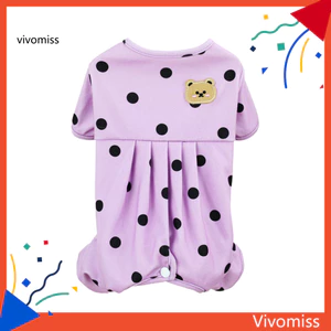 Bộ áo liền quần cho thú cưng Cổ tròn đáng yêu Thoải mái chấm bi cho thú cưng Chó con Quần áo bốn chân Mặc hàng ngày