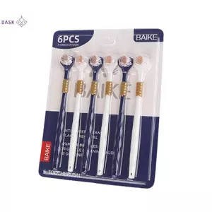6 Bàn chải đánh răng ba mặt mềm dành cho gia đình - Bàn chải đánh răng thủ công ba đầu làm sạch hiệu quả