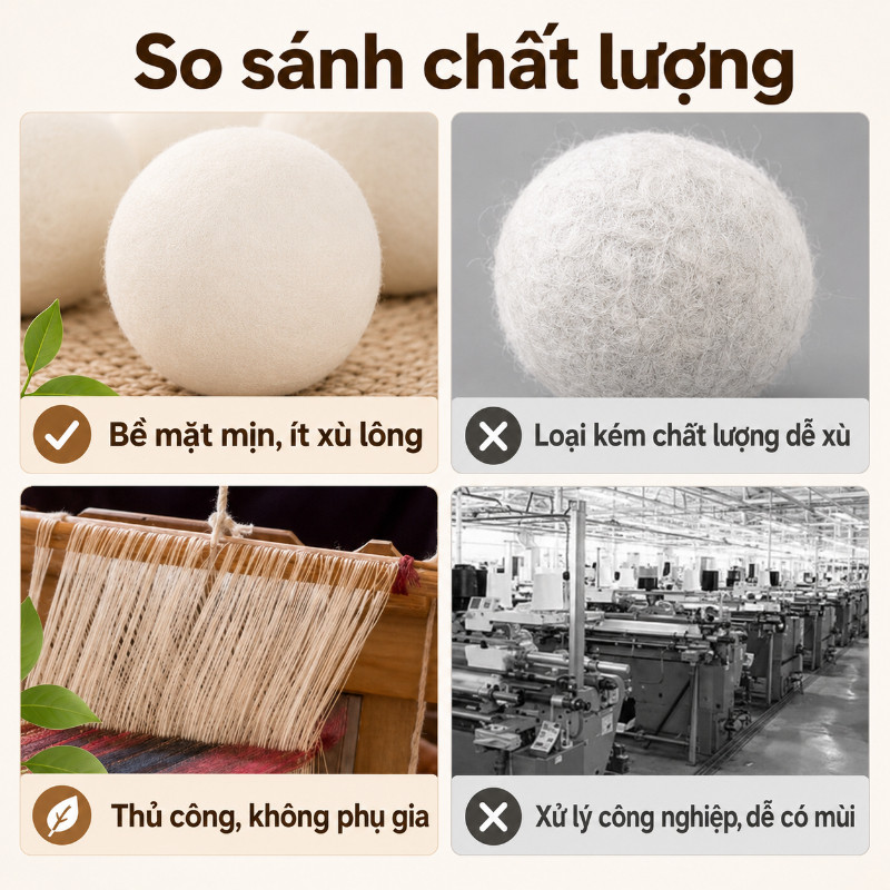 Bộ 6 Bóng Sấy Len Cừu Cao Cấp - Tiết Kiệm Thời Gian, Bảo Vệ & Khử Mùi Quần Áo, Giải Pháp Sấy Thông Minh