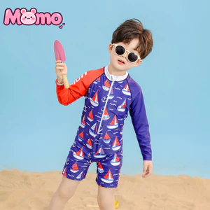 Bộ đồ bơi một mảnh cho bé trai, đồ bơi dài tay khô nhanh kèm mũ bơi