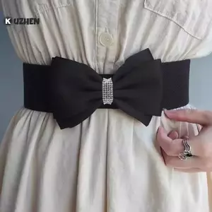 KUZHEN Nữ Co Giãn Nơ Thắt Lưng Rộng Kim Cương Giả Co Giãn Thắt Lưng Nữ Rộng Tiệc Cưới Dây Thắt Lưng Cho Đầm Quần Jean HOT
