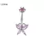 LUImo Y2K Hồng Bướm Zircon Bụng Nút Nhẫn Sáng Bóng Rốn Xuyên Trang Sức Cho Nữ Thời Trang Dự Tiệc Phụ Kiện SBS