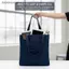 # HB # Túi Tote Denim màu xanh đậm Miếng dán phía trước chống mài mòn Nhà thơ Dây đeo chắc chắn mềm mại để đi học Sách tạp hóa mang theo.